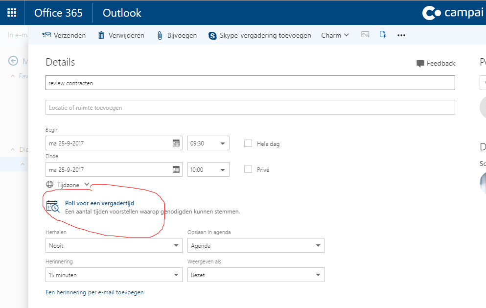 FindTime in Outlook Web